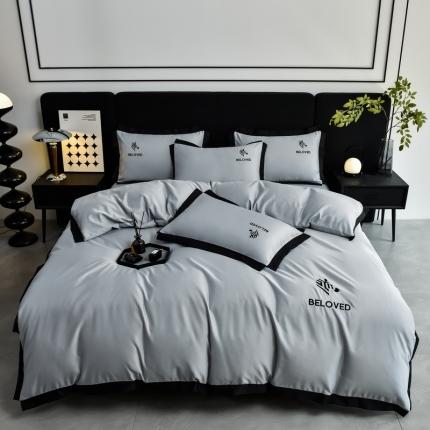 91家纺网 家纺一手货源 找家纺 米奈 2024新款A类水洗真丝四件套-安迪 高级灰