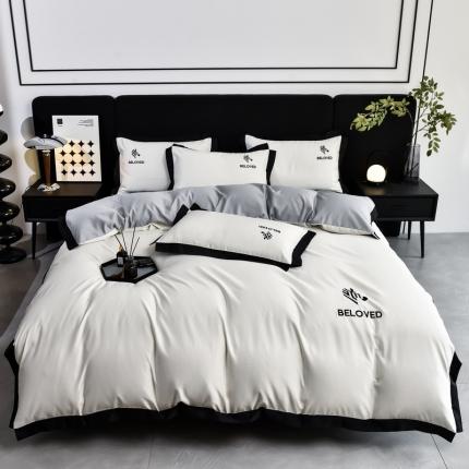 91家纺网 家纺一手货源 找家纺 米奈 2024新款A类水洗真丝四件套-安迪 奶昔白