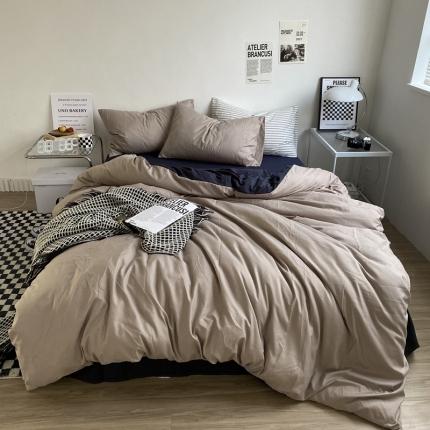 91家纺网 家纺一手货源 找家纺 （总）菲度 2022新款亲肤棉纯色四件套