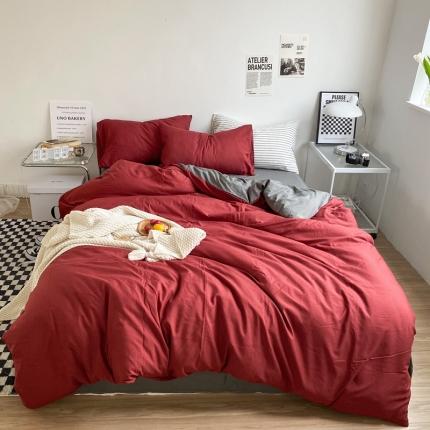 91家纺网 家纺一手货源 找家纺 （总）菲度 2022新款亲肤棉纯色四件套