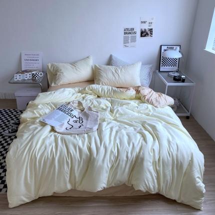 91家纺网 家纺一手货源 找家纺 （总）菲度 2022新款亲肤棉纯色四件套