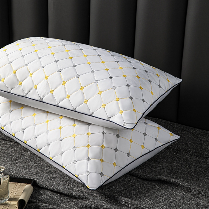 91家纺网 家纺一手货源 找家纺 拾光 2023新款 亲肤磨毛宽边绗绣枕芯满天星单边-中枕600克