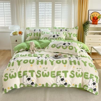 91家纺网 家纺一手货源 找家纺 好亿来 2025新款植物羊绒加厚斜纹磨毛四件套幸运狗