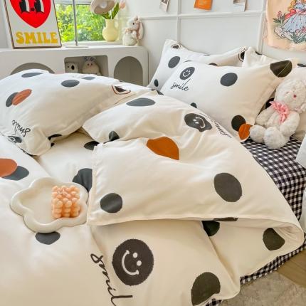 91家纺网 家纺一手货源 找家纺 花伞家居 2024直播网销斜纹加厚磨毛印花植物羊绒四件套 简约