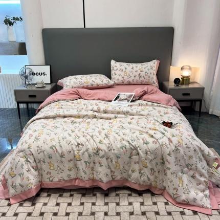 91家纺网 家纺一手货源 找家纺 （总）慕尚 2025新款水洗棉麻夏被四件套