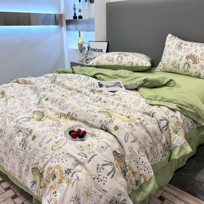 91家纺网 家纺一手货源 找家纺 （总）慕尚 2025新款水洗棉麻夏被四件套