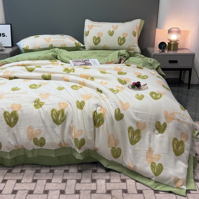 91家纺网 家纺一手货源 找家纺 慕尚 2025新款水洗棉麻夏被四件套 春韵