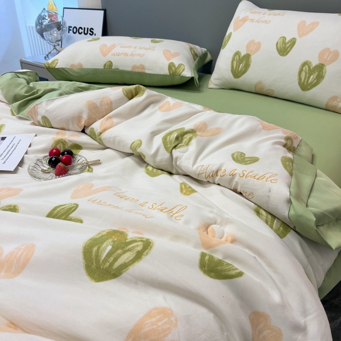 91家纺网 家纺一手货源 找家纺 慕尚 2025新款水洗棉麻夏被四件套 春韵