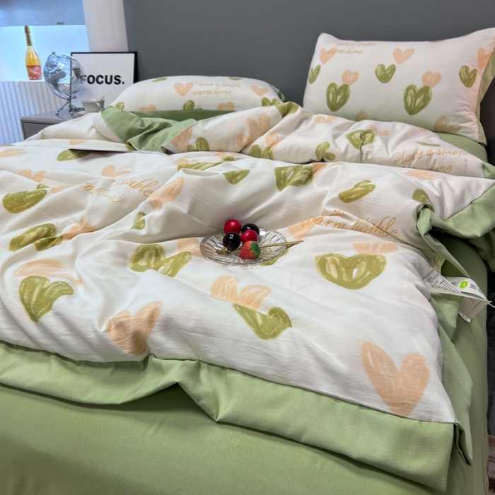 91家纺网 家纺一手货源 找家纺 慕尚 2025新款水洗棉麻夏被四件套 春韵