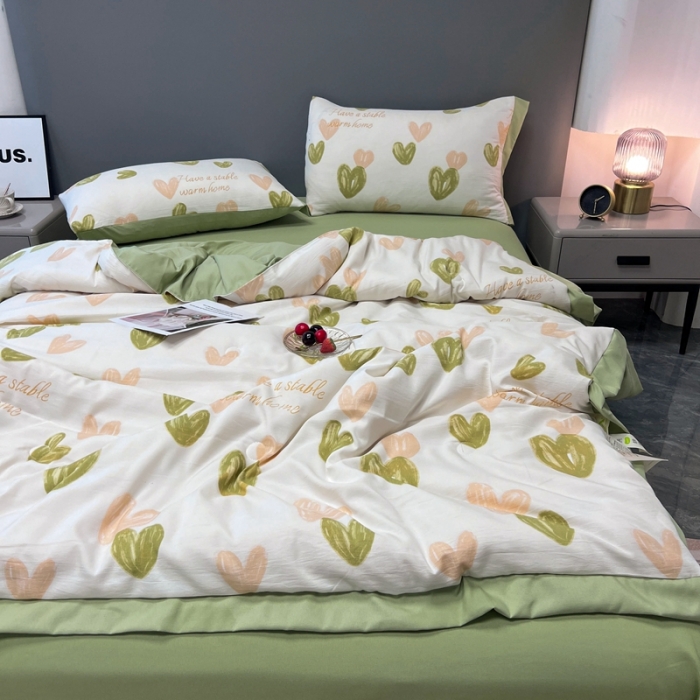 91家纺网 家纺一手货源 找家纺 慕尚 2025新款水洗棉麻夏被四件套 春韵