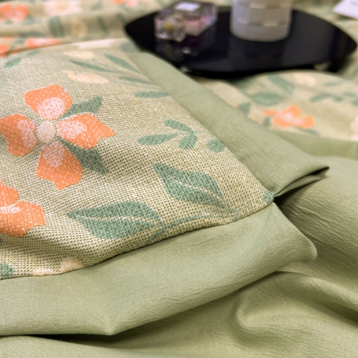 91家纺网 家纺一手货源 找家纺 慕尚 2025新款水洗棉麻夏被四件套 花开半夏