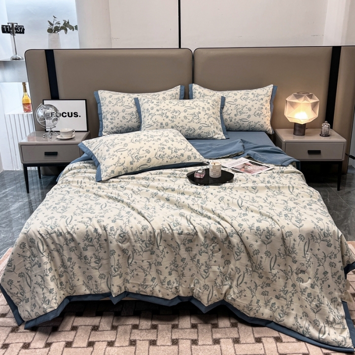 91家纺网 家纺一手货源 找家纺 慕尚 2025新款水洗棉麻夏被四件套 青睐