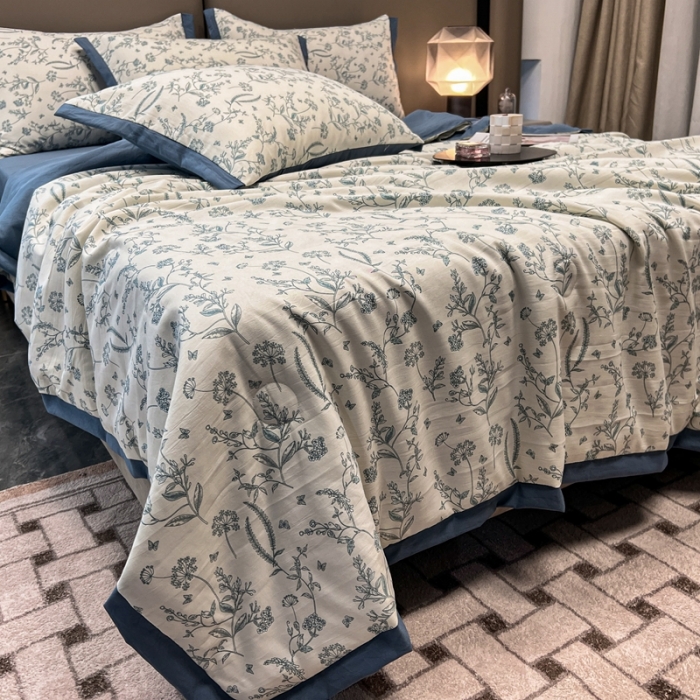 91家纺网 家纺一手货源 找家纺 慕尚 2025新款水洗棉麻夏被四件套 青睐