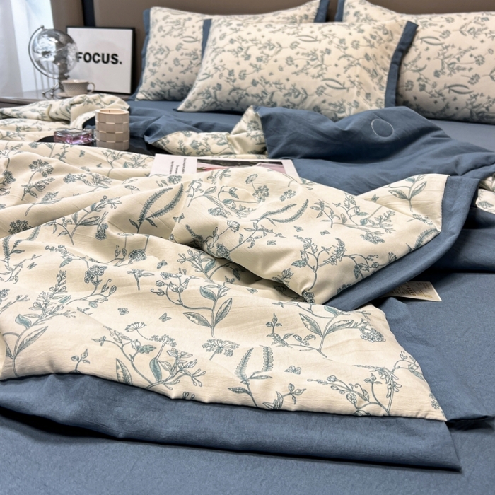 91家纺网 家纺一手货源 找家纺 慕尚 2025新款水洗棉麻夏被四件套 青睐