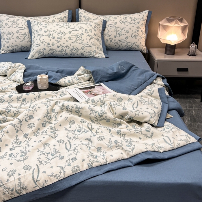 91家纺网 家纺一手货源 找家纺 慕尚 2025新款水洗棉麻夏被四件套 青睐