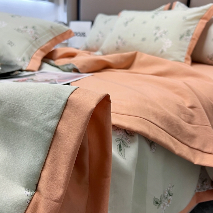 91家纺网 家纺一手货源 找家纺 慕尚 2025新款水洗棉麻夏被四件套 清欢