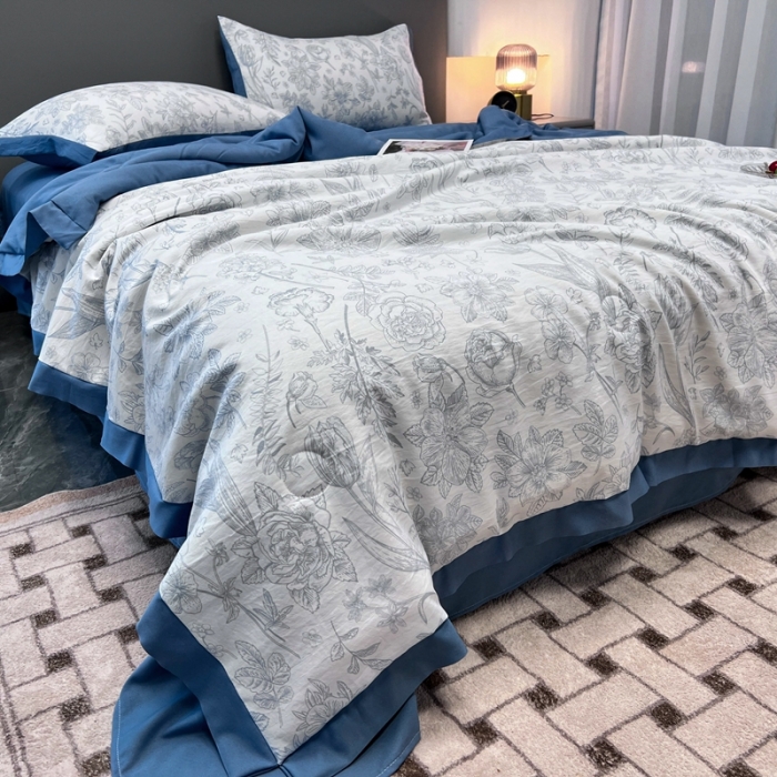 91家纺网 家纺一手货源 找家纺 慕尚 2025新款水洗棉麻夏被四件套 晴朗