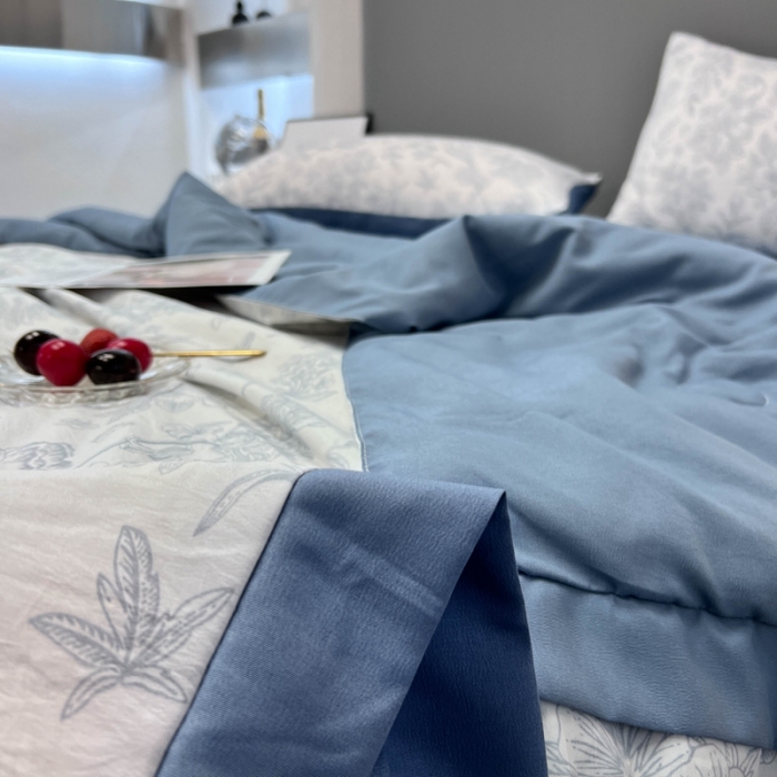 91家纺网 家纺一手货源 找家纺 慕尚 2025新款水洗棉麻夏被四件套 晴朗