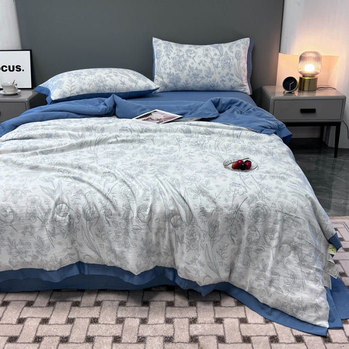 91家纺网 家纺一手货源 找家纺 慕尚 2025新款水洗棉麻夏被四件套 晴朗