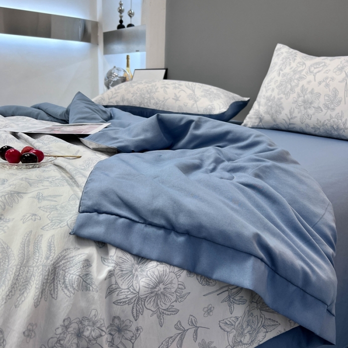 91家纺网 家纺一手货源 找家纺 慕尚 2025新款水洗棉麻夏被四件套 晴朗