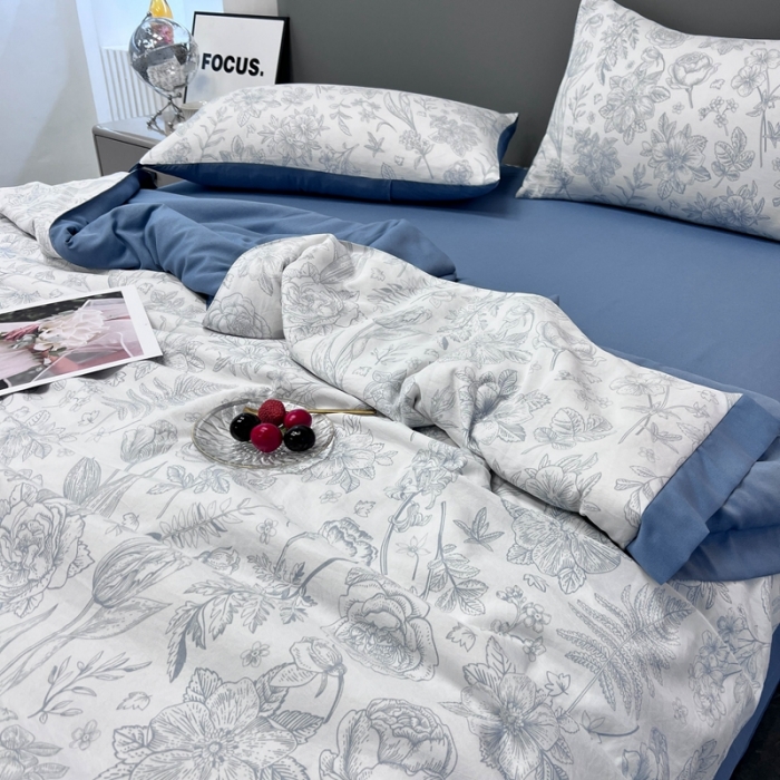 91家纺网 家纺一手货源 找家纺 慕尚 2025新款水洗棉麻夏被四件套 晴朗