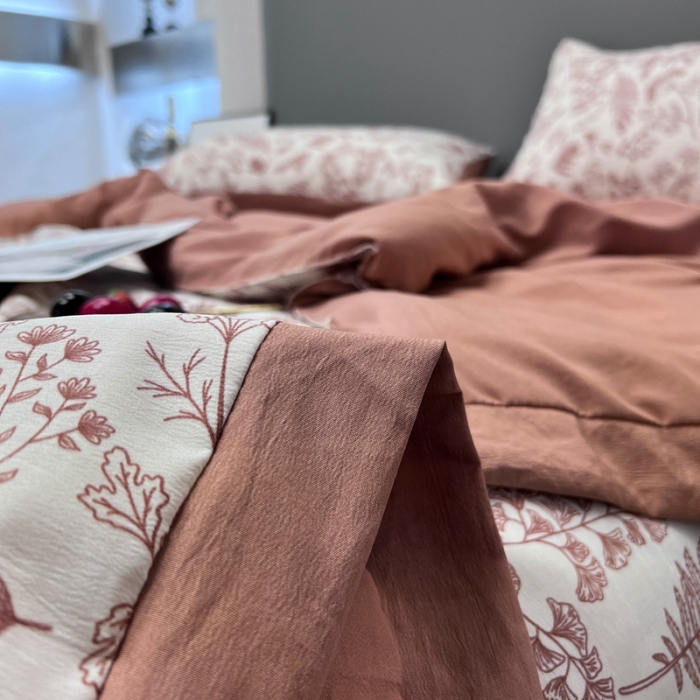 91家纺网 家纺一手货源 找家纺 慕尚 2025新款水洗棉麻夏被四件套 幸福花