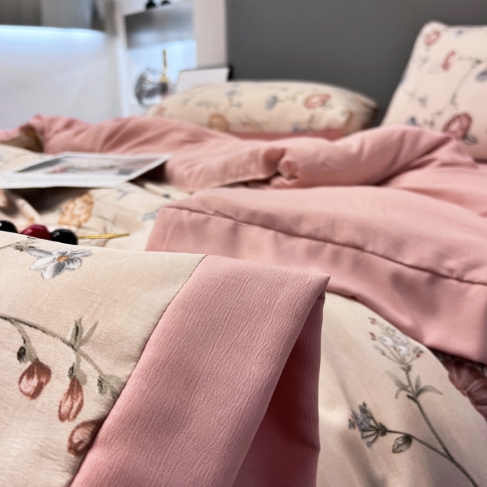 91家纺网 家纺一手货源 找家纺 慕尚 2025新款水洗棉麻夏被四件套 幸运花开