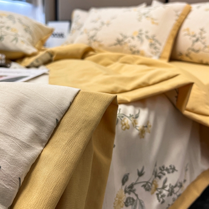 91家纺网 家纺一手货源 找家纺 慕尚 2025新款水洗棉麻夏被四件套 悠然