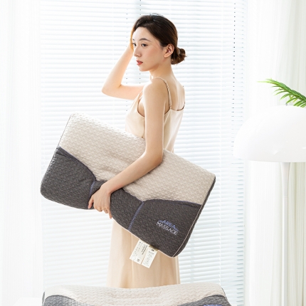 91家纺网 家纺一手货源 找家纺 2023高端针织撞色分区颈椎枕 分区定型枕成人柔软枕头单只装