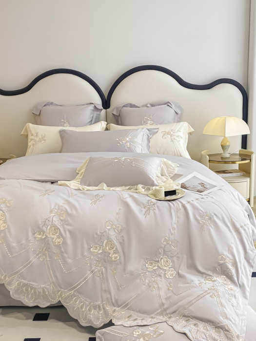 91家纺网 家纺一手货源 找家纺 总 品家居 2025新款长绒棉四件套-晨曦花语