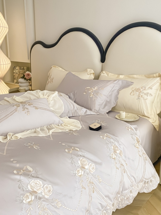 91家纺网 家纺一手货源 找家纺 总 品家居 2025新款长绒棉四件套-晨曦花语