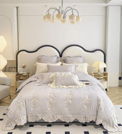 品家居 2025新款长绒棉四件套-晨曦花语 晨曦花语-紫莎