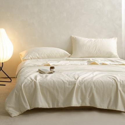 91家纺网 家纺一手货源 找家纺 莱宁被业 2023新款A类全棉提花双麻花夏被 米白