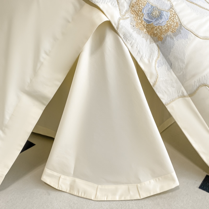 91家纺网 家纺一手货源 找家纺 品家居 2025新款长绒棉四件套-芬妮 奶油黄