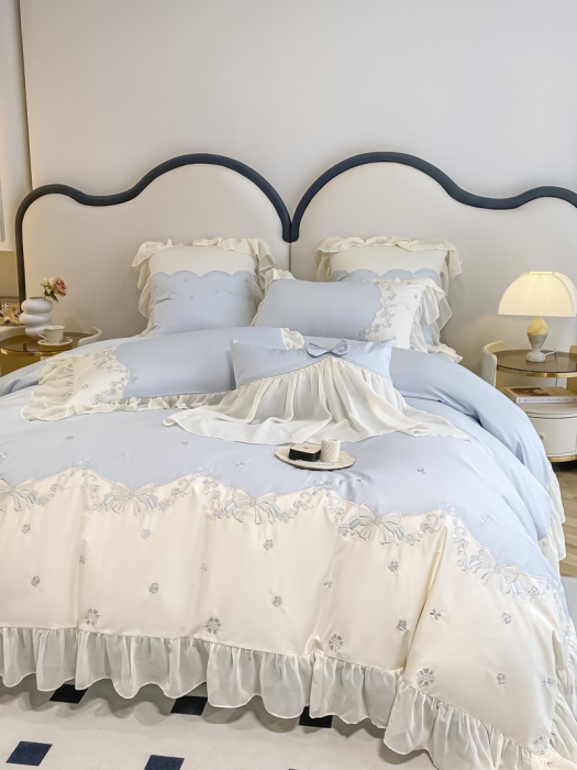 91家纺网 家纺一手货源 找家纺 品家居 2025新款长绒棉四件套-嘉兰 嘉兰-蓝色