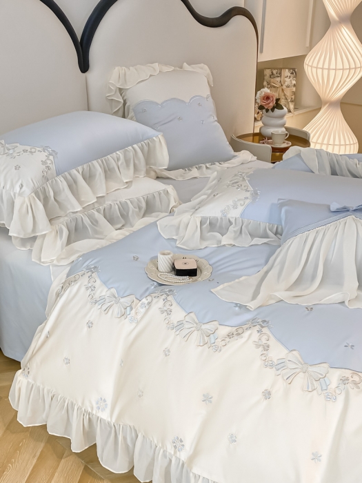 91家纺网 家纺一手货源 找家纺 品家居 2025新款长绒棉四件套-嘉兰 嘉兰-蓝色