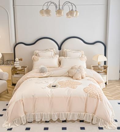 91家纺网 家纺一手货源 找家纺 品家居 2025新款长绒棉四件套-凯莉 凯莉-灰调玉