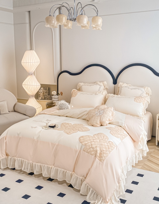 91家纺网 家纺一手货源 找家纺 品家居 2025新款长绒棉四件套-凯莉 凯莉-灰调玉