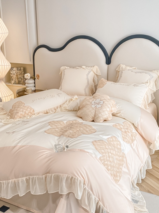 91家纺网 家纺一手货源 找家纺 品家居 2025新款长绒棉四件套-凯莉 凯莉-灰调玉