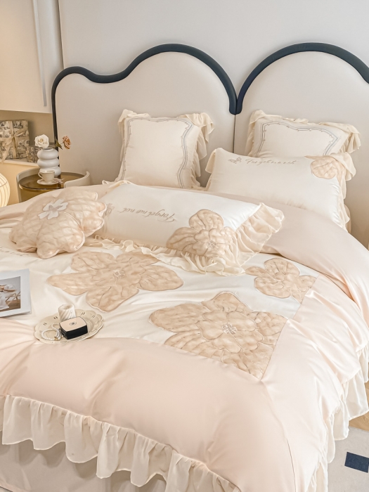 91家纺网 家纺一手货源 找家纺 品家居 2025新款长绒棉四件套-凯莉 凯莉-灰调玉