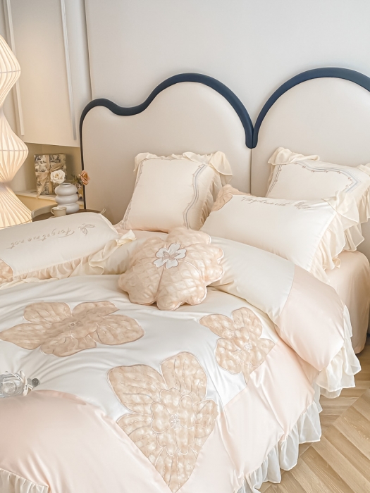 91家纺网 家纺一手货源 找家纺 品家居 2025新款长绒棉四件套-凯莉 凯莉-灰调玉