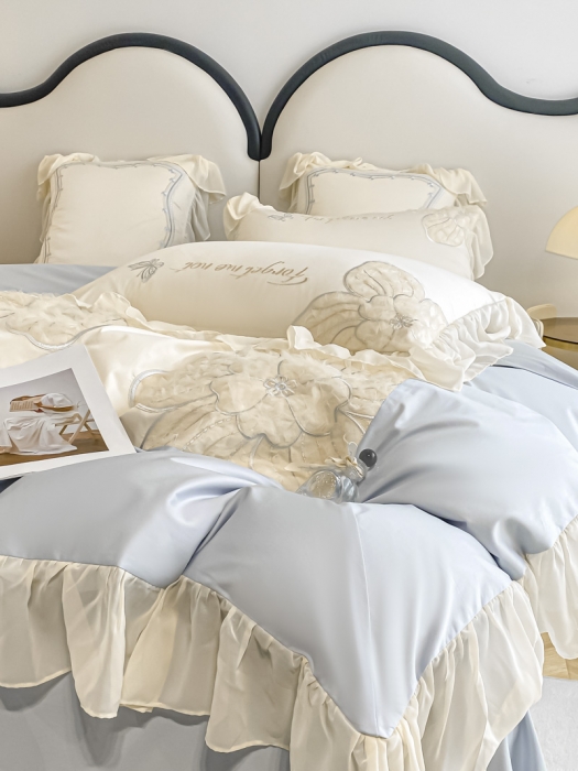 91家纺网 家纺一手货源 找家纺 品家居 2025新款长绒棉四件套-凯莉 凯莉-蓝色