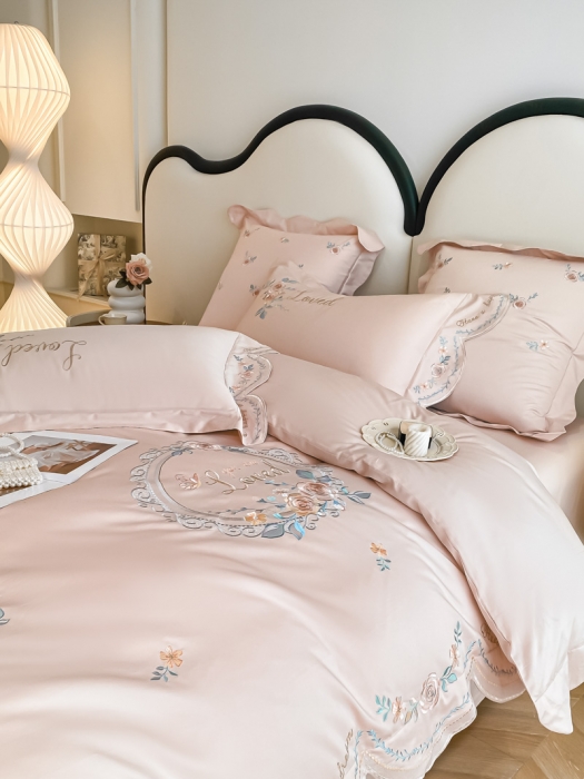 91家纺网 家纺一手货源 找家纺 总 品家居 2025新款长绒棉四件套-遇见你