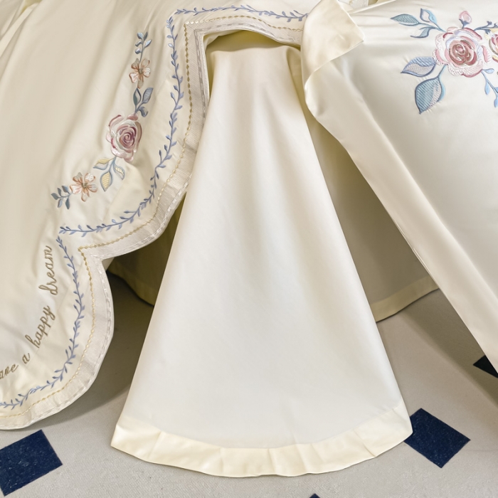 91家纺网 家纺一手货源 找家纺 品家居 2025新款长绒棉四件套-遇见你 遇见你-米白