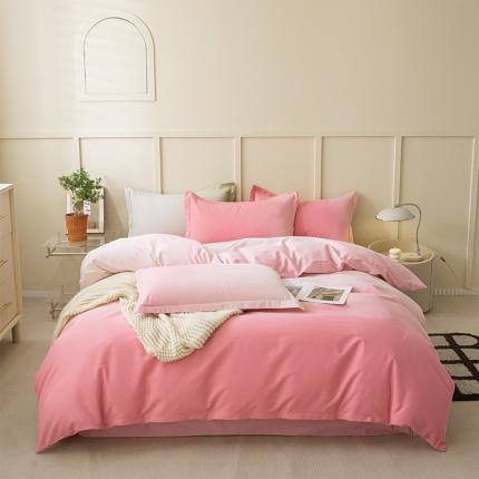 91家纺网 家纺一手货源 找家纺 卧趣 2023新款全棉磨毛四件套渐变风印花四件套 过江寒-粉