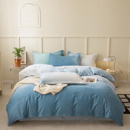 91家纺网 家纺一手货源 找家纺 卧趣 2023新款全棉磨毛四件套渐变风印花四件套 过江寒-兰