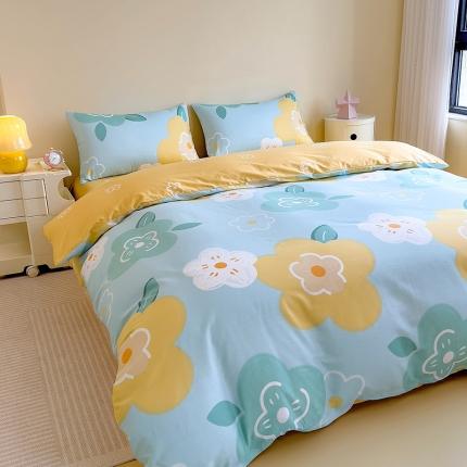 91家纺网 家纺一手货源 找家纺 芃成 2023新款全棉13070单被套 春天里 蓝