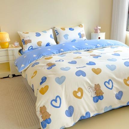 91家纺网 家纺一手货源 找家纺 芃成 2023新款全棉13070单被套 两小无猜 蓝