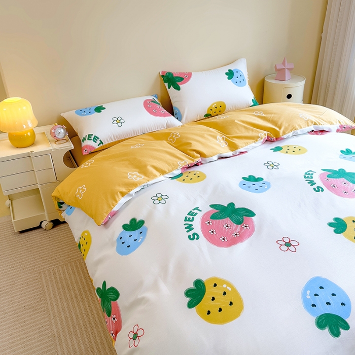 91家纺网 家纺一手货源 找家纺 芃成 2023新款全棉13070单被套 草莓之恋