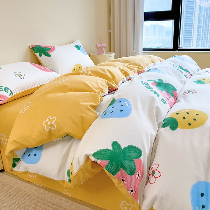 91家纺网 家纺一手货源 找家纺 芃成 2023新款全棉13070单被套 草莓之恋